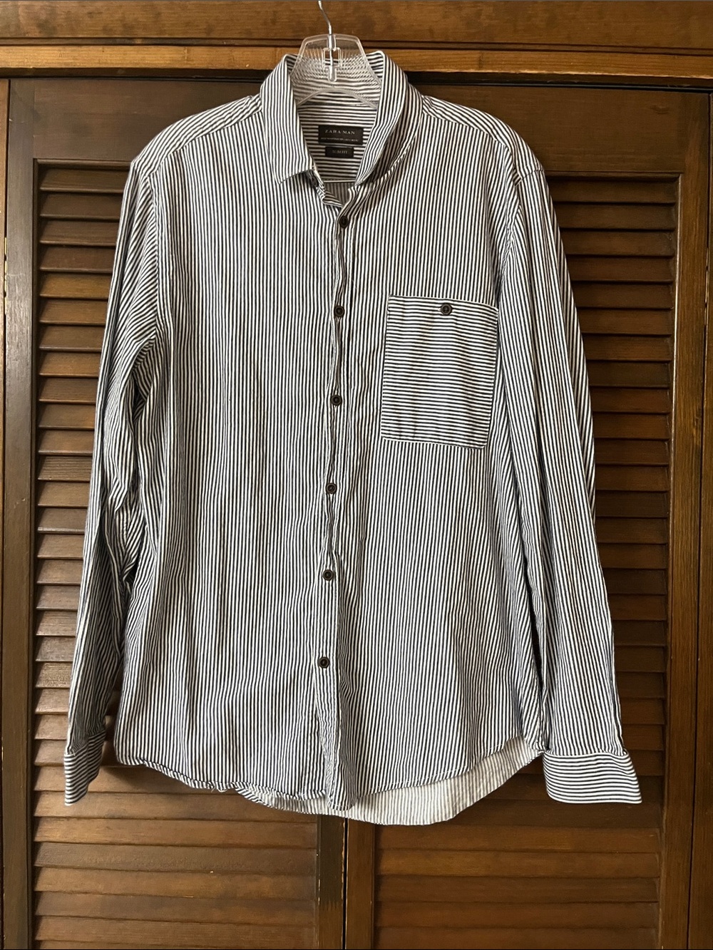 Zara Man Men's Vertical Stripe Button-Down Shirt
